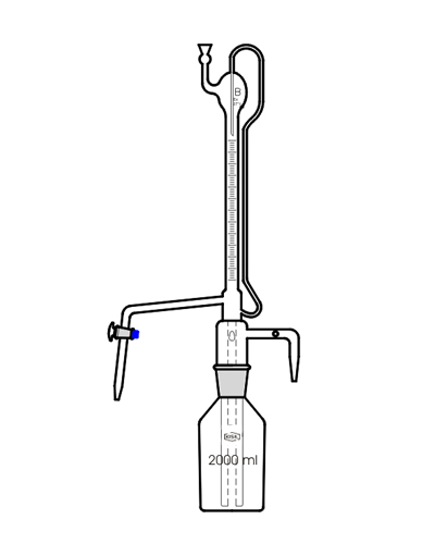  Burettes Automatic Zero, Mounted On Reservoir, With Rubber Bellow With Glass Stopcock, Class B, Model No.: KI- 116